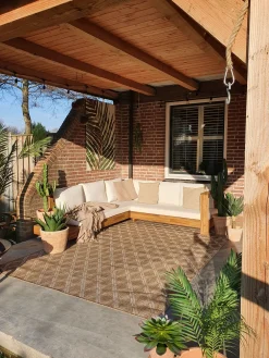 Ulkokalusteet<Beliani 5-Istuttava Ulkosohvaryhma Akasiapuu Vasenk. Valkoinen Marettimo