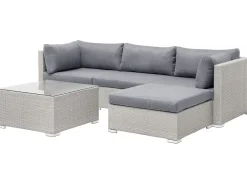 Online Beliani 4-Istuttava Ulkosohvaryhma Polyrottinki Oikeak. Vaaleanharmaa Sano Ii