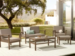 Shop Beliani 4-Istuttava Ulkosohvaryhma Akaasia Tumma Puu Manila