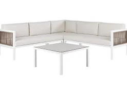 Best Beliani 4-Istuttava Ulkosohvaryhma Alumiini Vasenk. Valkoinen/Ruskea Borello