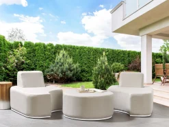 Ulkokalusteet<Beliani 2-Istuttava Ulkosohvaryhma Kangas Vaaleanharmaa Fabro