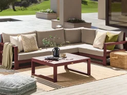 Ulkokalusteet<Beliani 4-Istuttava Ulkosohvaryhma Sertifioitu Akaasia Vasenk. Mahonginruskea Timor Ii