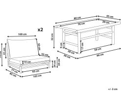 Ulkokalusteet<Beliani 2-Istuttava Ulkosohvaryhma Bambu Vaalea Puu/Ruskeanharmaa Todi