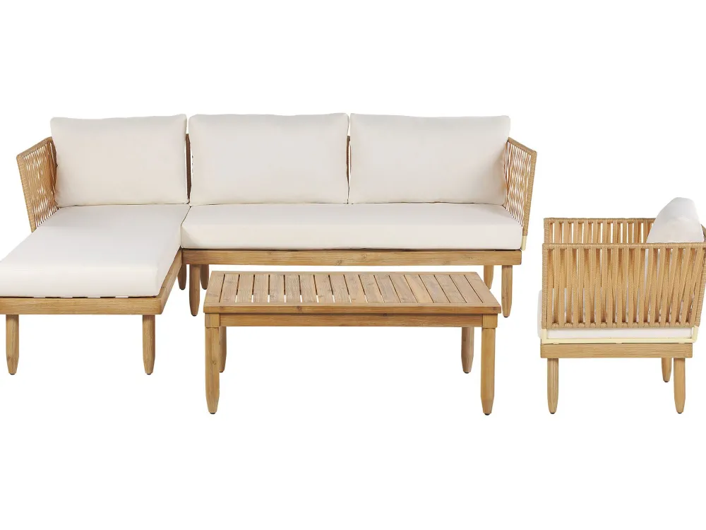 New Beliani 4-Istuttava Ulkosohvaryhma Akasiapuu Oikeak. Valkoinen Cremona