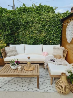 New Beliani 4-Istuttava Ulkosohvaryhma Akasiapuu Oikeak. Valkoinen Cremona