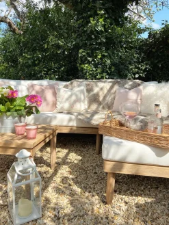 New Beliani 4-Istuttava Ulkosohvaryhma Akasiapuu Oikeak. Valkoinen Cremona