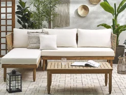 New Beliani 4-Istuttava Ulkosohvaryhma Akasiapuu Oikeak. Valkoinen Cremona