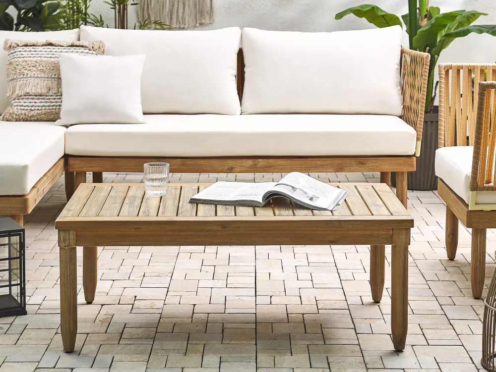 New Beliani 4-Istuttava Ulkosohvaryhma Akasiapuu Oikeak. Valkoinen Cremona