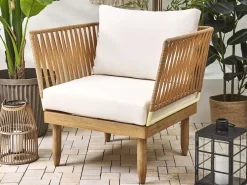 New Beliani 4-Istuttava Ulkosohvaryhma Akasiapuu Oikeak. Valkoinen Cremona