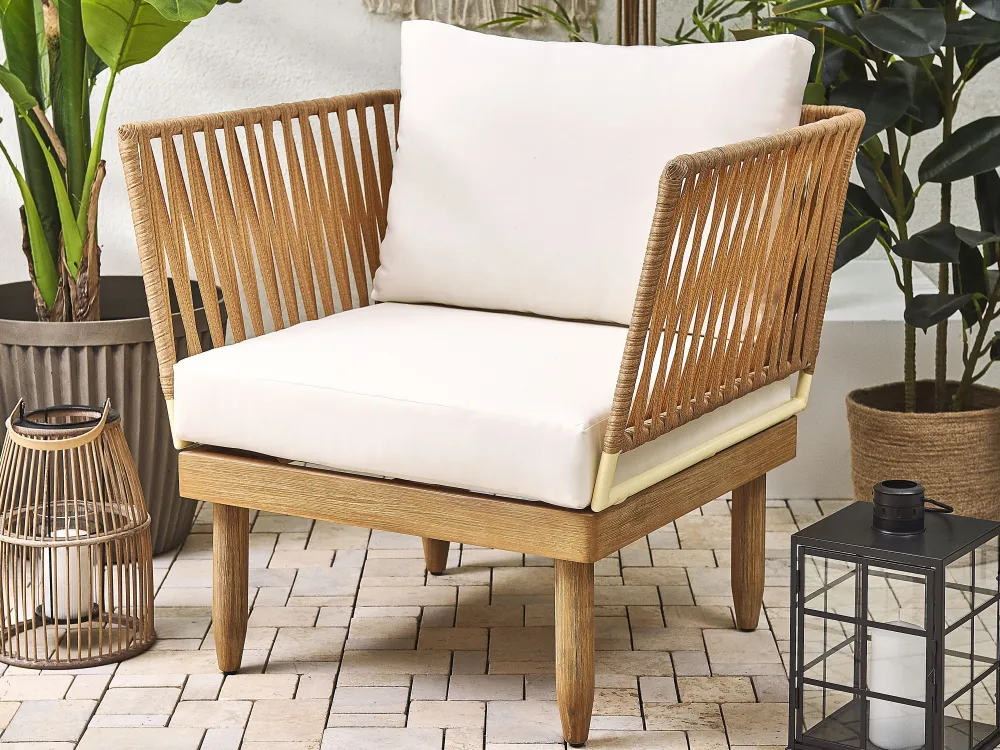 New Beliani 4-Istuttava Ulkosohvaryhma Akasiapuu Oikeak. Valkoinen Cremona