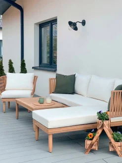 New Beliani 4-Istuttava Ulkosohvaryhma Akasiapuu Oikeak. Valkoinen Cremona