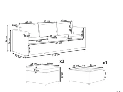 Ulkokalusteet<Beliani 5-Istuttava Ulkosohvaryhma Polyrottinki Oikeak. Harmaa Sabbia
