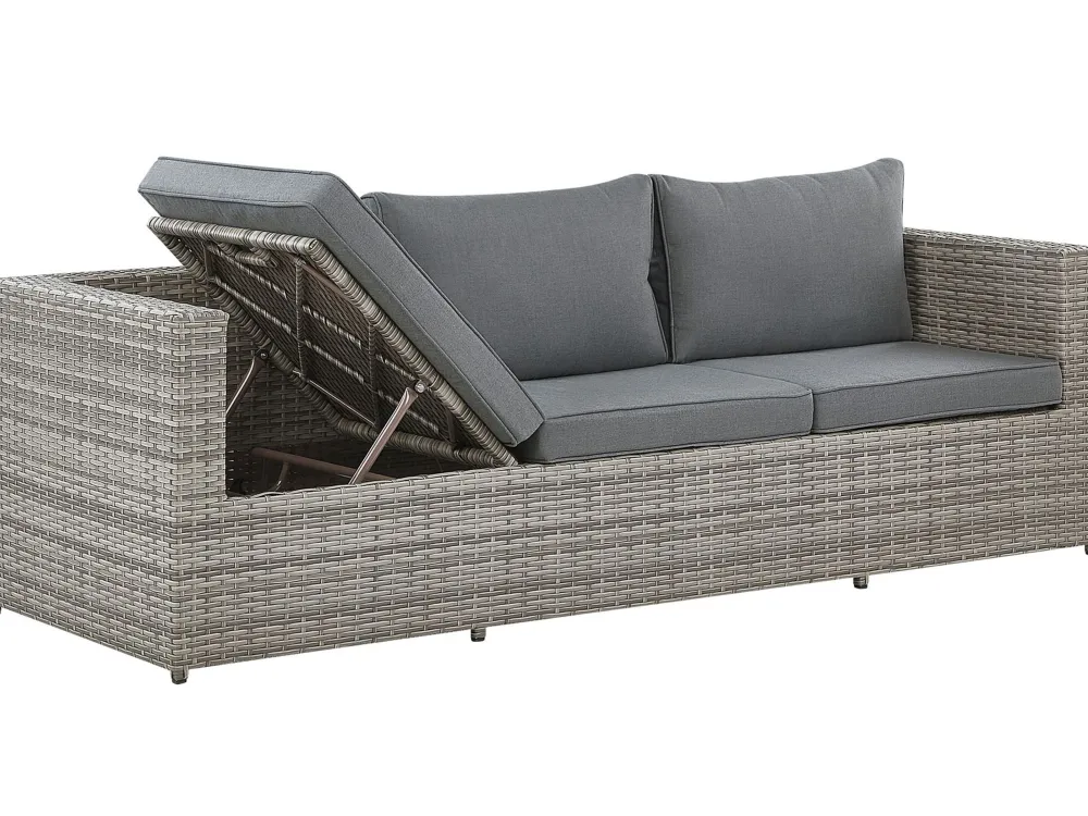 Ulkokalusteet<Beliani 5-Istuttava Ulkosohvaryhma Polyrottinki Oikeak. Harmaa Sabbia