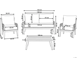 Ulkokalusteet<Beliani 4-Istuttava Ulkosohvaryhma Akasiapuu Valkoinen/Sininen Merano Ii