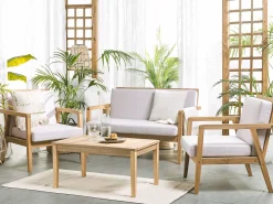 Shop Beliani 4-Istuttava Ulkosohvaryhma Akasiapuu Ruskeanharmaa Pallano