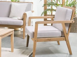 Shop Beliani 4-Istuttava Ulkosohvaryhma Akasiapuu Ruskeanharmaa Pallano