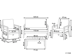 Shop Beliani 4-Istuttava Ulkosohvaryhma Akasiapuu Ruskeanharmaa Pallano