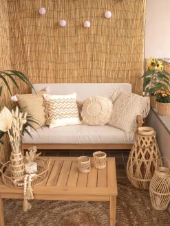 Shop Beliani 4-Istuttava Ulkosohvaryhma Akasiapuu Ruskeanharmaa Pallano