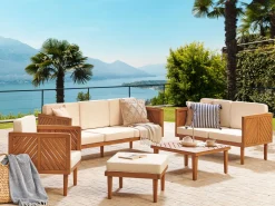 Ulkokalusteet<Beliani 6-Istuttava Ulkosohvaryhma Akasiapuu Valkoinen Baratti