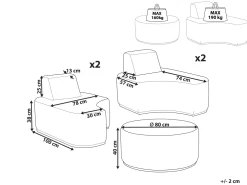 Hot Beliani 4-Istuttava Ulkosohvaryhma Kangas Vaaleanharmaa Fabro