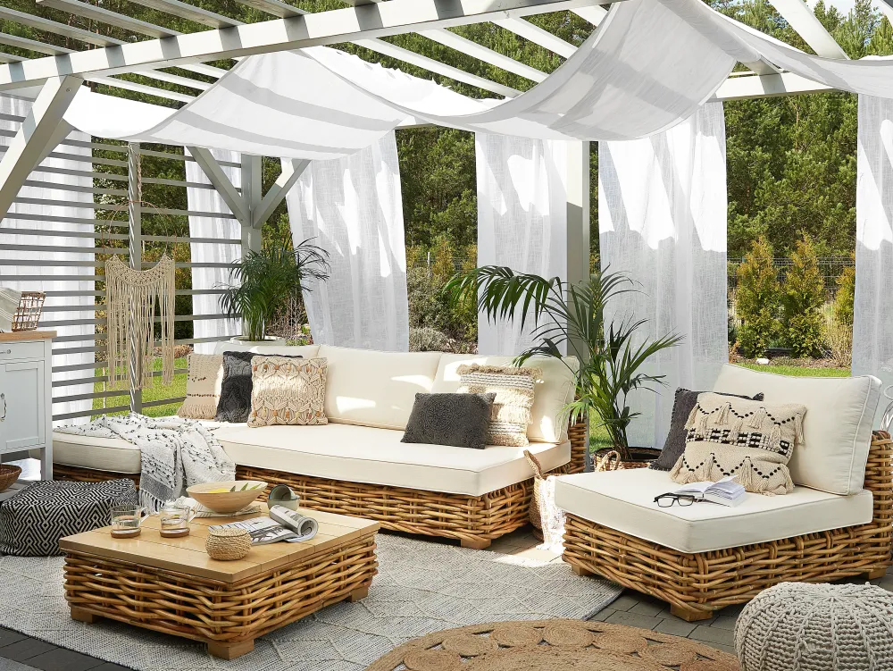 Cheap Beliani 4-Istuttava Ulkosohvaryhma Rottinki Vasenk. Luonnonvari Varallo