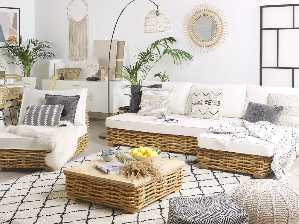 Cheap Beliani 4-Istuttava Ulkosohvaryhma Rottinki Vasenk. Luonnonvari Varallo