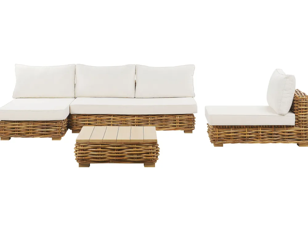 Cheap Beliani 4-Istuttava Ulkosohvaryhma Rottinki Vasenk. Luonnonvari Varallo