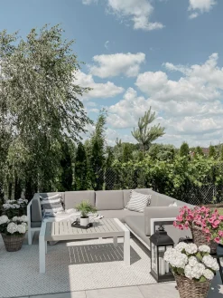 Cheap Beliani 6-Istuttava Ulkosohvaryhma Alumiini Valkoinen/Harmaa Castella