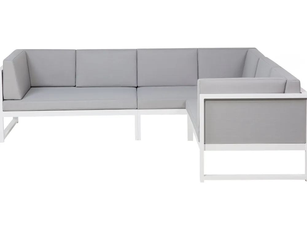 Cheap Beliani 6-Istuttava Ulkosohvaryhma Alumiini Valkoinen/Harmaa Castella