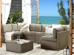 Store Beliani 6-Istuttava Ulkosohvaryhma Polyrottinki Ruskea Belvedere