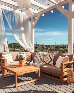 Best Beliani 4-Istuttava Ulkosohvaryhma Akaasia Oikeak. Vaalea Puu Timor