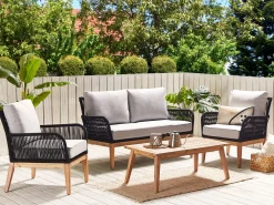 Ulkokalusteet<Beliani 4-Istuttava Ulkosohvaryhma Akasiapuu Harmaa/Musta Merano Ii