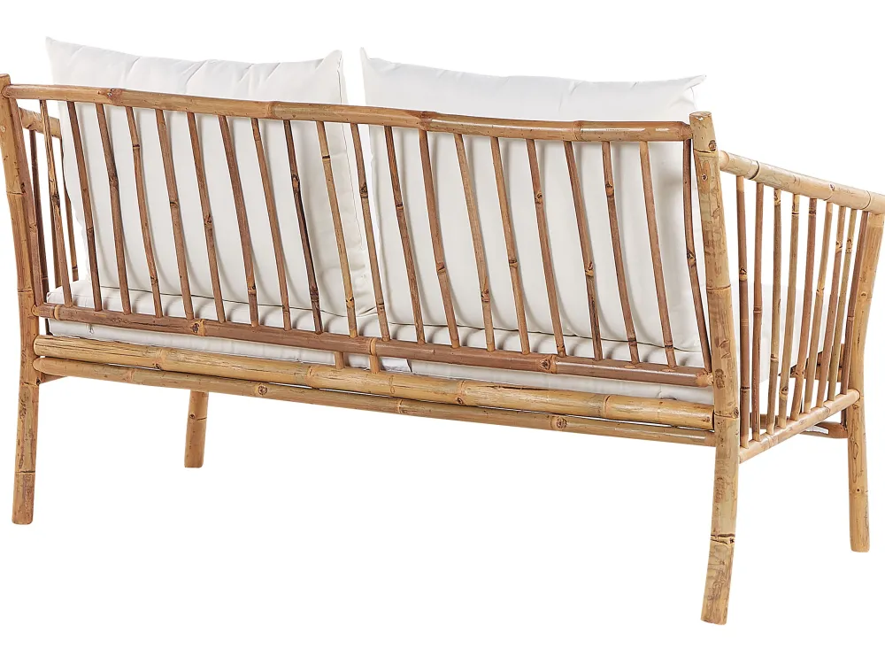 New Beliani 4-Istuttava Ulkosohvaryhma Bambu Valkoinen Maggiore