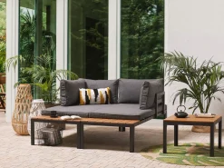 Ulkokalusteet<Beliani 4-Istuttava Ulkosohvaryhma Harmaa/Vaalea Puu Pienza