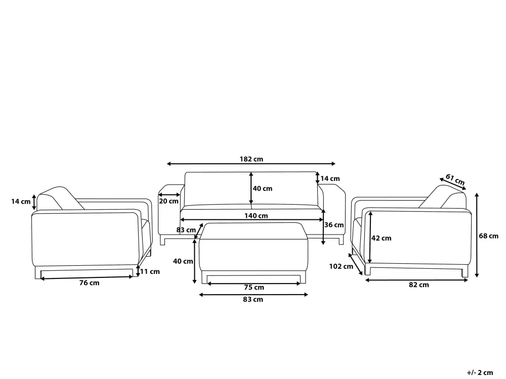 Cheap Beliani 5-Istuttava Ulkosohvaryhma Kangas Vaaleanharmaa/Valkoinen Rovigo