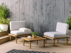 Shop Beliani 2-Istuttava Ulkosohvaryhma Akaasia Vaalea Puu/Harmaa Frascati