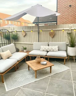 Ulkokalusteet<Beliani 4-Istuttava Ulkosohvaryhma Akaasia Vaalea Puu/Harmaa Frascati