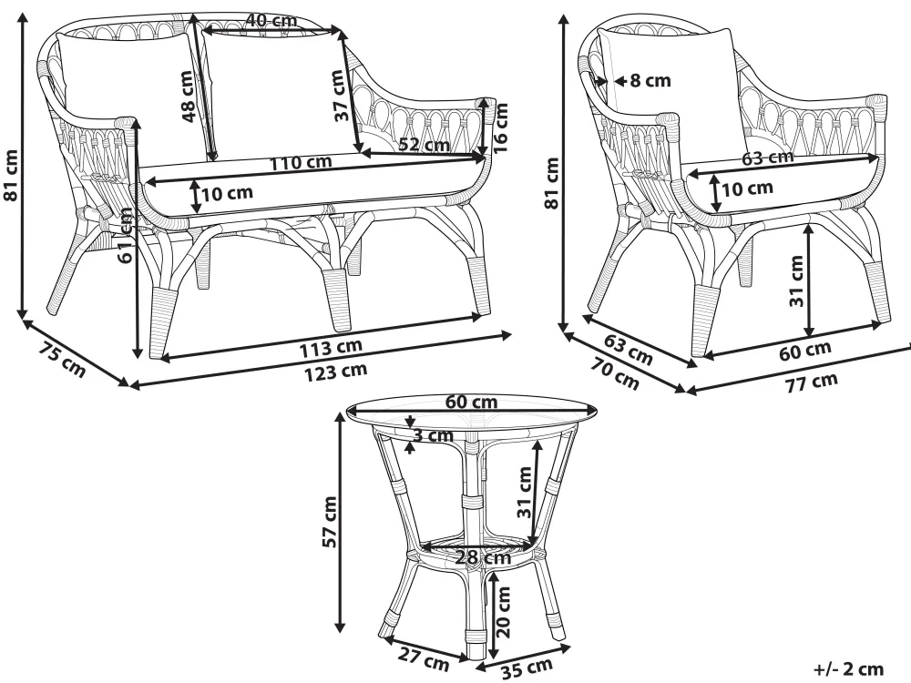 Online Beliani 4-Istuttava Ulkosohvaryhma Rottinki Luonnonvari Sibari