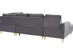 Sohvat<Beliani 4-Istuttava U-Muotoinen Kulmavuodesohva Säilytystilalla Sametti Harmaa Lerum