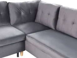 Sohvat<Beliani 4-Istuttava U-Muotoinen Kulmavuodesohva Säilytystilalla Sametti Harmaa Lerum