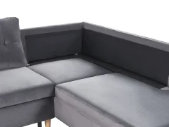 Sohvat<Beliani 4-Istuttava U-Muotoinen Kulmavuodesohva Säilytystilalla Sametti Harmaa Lerum