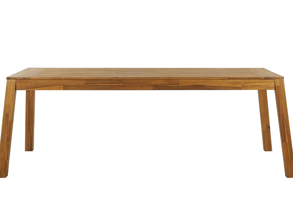 Online Beliani 6-Istuttava Vaalea Akaasiapuinen Ulkoruokailuryhma Penkilla Ja Tuoleilla Livorno