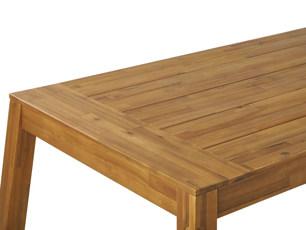 Online Beliani 6-Istuttava Vaalea Akaasiapuinen Ulkoruokailuryhma Penkilla Ja Tuoleilla Livorno