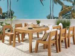 Best Beliani 6-Istuttava Vaalea Akaasiapuinen Ulkoruokailuryhma Tuoleilla Livorno