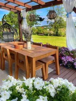 Best Beliani 6-Istuttava Vaalea Akaasiapuinen Ulkoruokailuryhma Tuoleilla Livorno