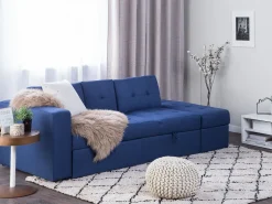 Best Beliani 3-Istuttava Vuodesohva Ja Rahi Kangas Laivastonsininen Falster