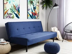 Sohvat<Beliani 3-Istuttava Vuodesohva Kangas Sininen Visby