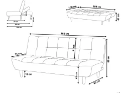 Sohvat<Beliani 3-Istuttava Vuodesohva Kangas Beige Alsten