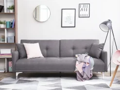 Sohvat<Beliani 3-Istuttava Vuodesohva Kangas Harmaa Lucan