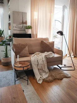 Sohvat<Beliani 2-Istuttava Vuodesohva Kangas Vaaleanpunainen Belfast